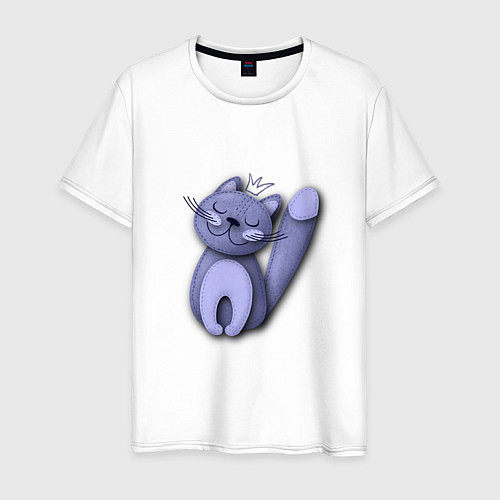 Мужская футболка Фиолетовый кот в короне для него / Белый – фото 1