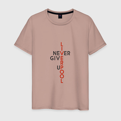 Мужская футболка Liverpool - Never Give Up / Пыльно-розовый – фото 1