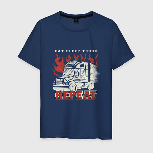 Мужская футболка Eat Sleep Truck Repeat / Тёмно-синий – фото 1
