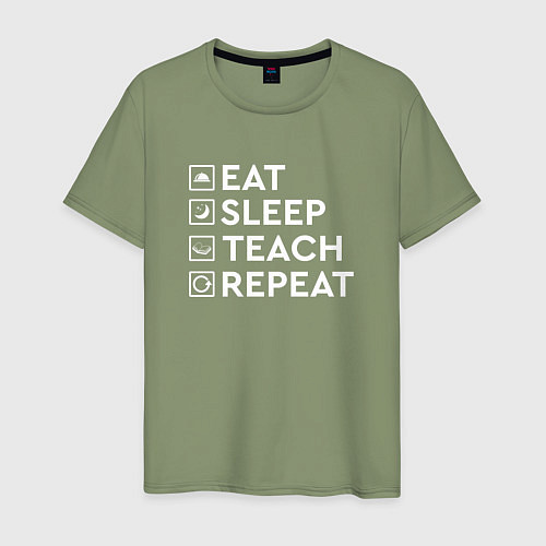 Мужская футболка Eat sleep TEACH repeat / Авокадо – фото 1