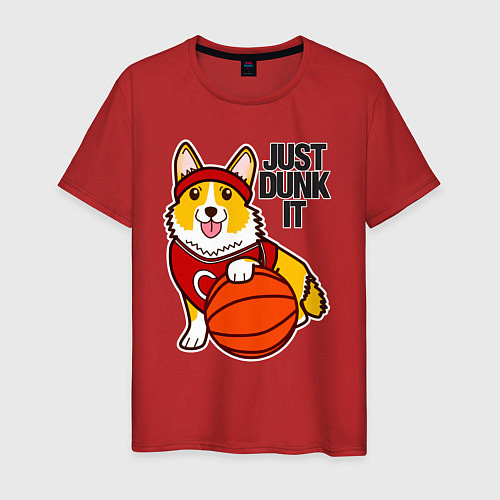 Мужская футболка JUST DUNK IT корги / Красный – фото 1