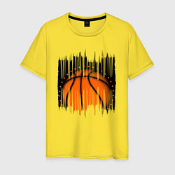Футболка хлопковая мужская Баскетбольный мяч в разрыве, цвет: желтый