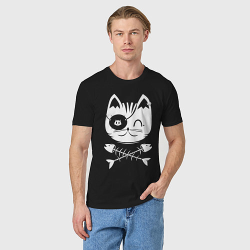 Мужская футболка Голова кота Skull Hype / Черный – фото 3