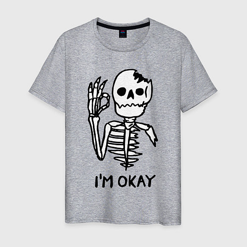 Мужская футболка Im okay! Skeleton Я в порядке! Жест / Меланж – фото 1