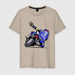 Футболка хлопковая мужская Yamaha racing team Racer, цвет: миндальный