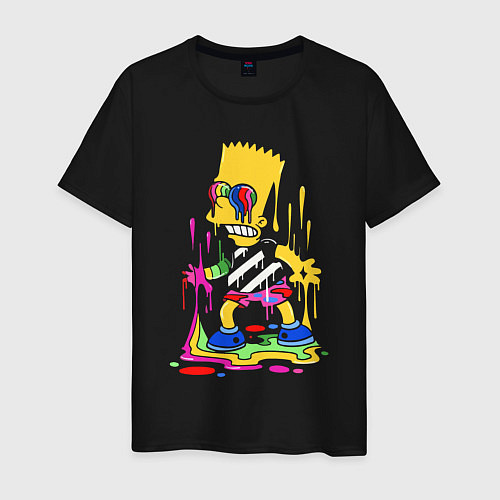 Мужская футболка Барт Симпсон в разноцветных кляксах Bart Simpson i / Черный – фото 1