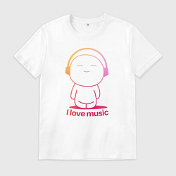 Мужская футболка I love music цветная