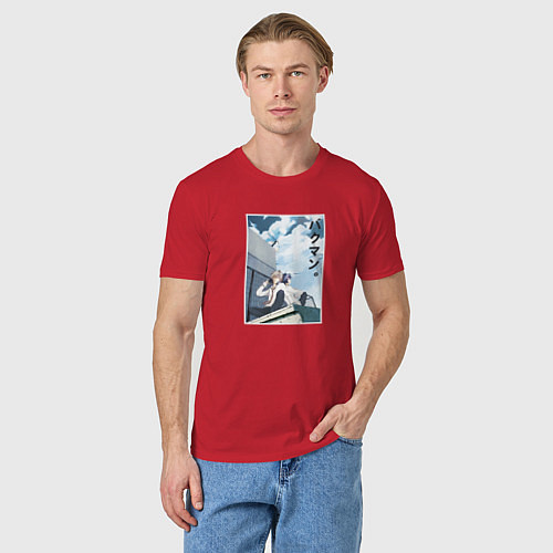 Мужская футболка Моритака и Акито на крыше / Красный – фото 3