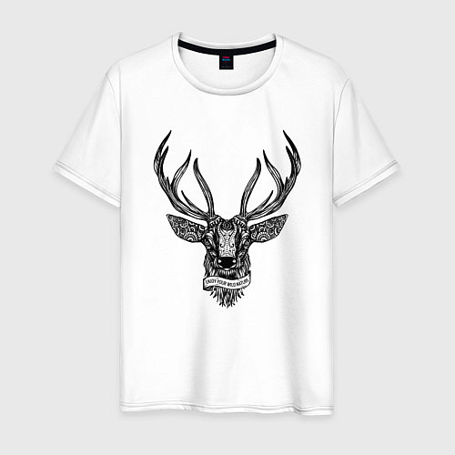 Мужская футболка Олень в стиле Мандала Mandala Deer / Белый – фото 1