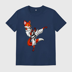 Футболка хлопковая мужская Лис боец, цвет: тёмно-синий