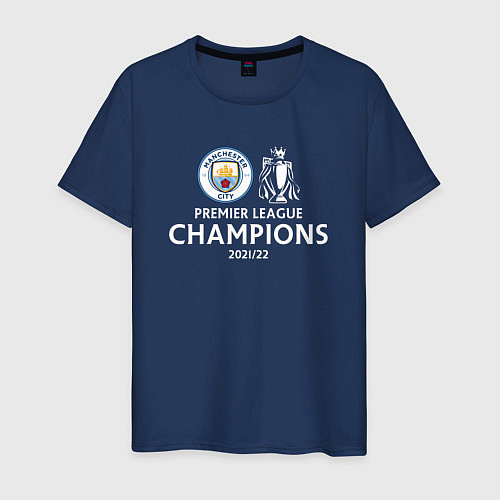 Мужская футболка Manchester City Champions сезон 20212022 / Тёмно-синий – фото 1