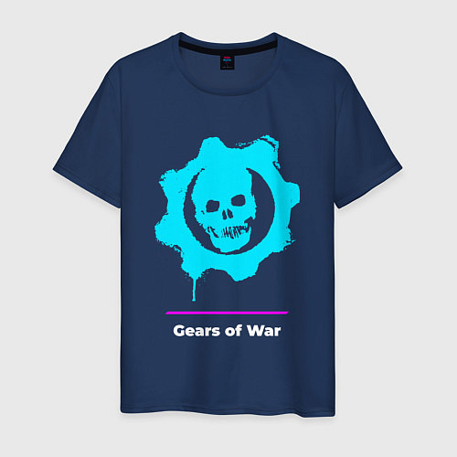 Мужская футболка Gears of War в неоновых цветах / Тёмно-синий – фото 1