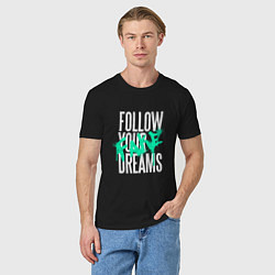 Футболка хлопковая мужская Follow Your Fake Dreams, цвет: черный — фото 2