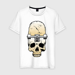 Футболка хлопковая мужская Череп - скейтборд Экстрим Skull - Skateboard Extre, цвет: белый