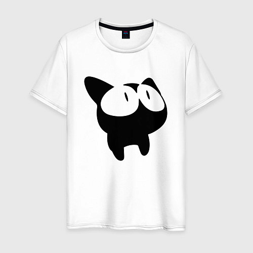 Мужская футболка Глазастый котик Big - eyed cat / Белый – фото 1