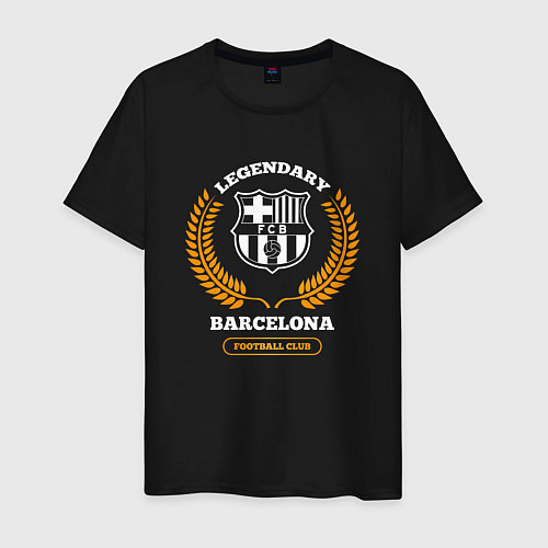 Мужская футболка Лого Barcelona и надпись Legendary Football Club / Черный – фото 1