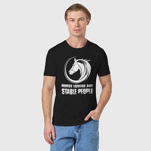 Мужская футболка Любители лошадей стойкие люди / Черный – фото 3