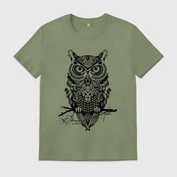 Мужская футболка Черная сова в узорах
