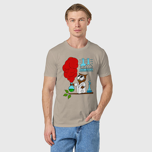 Мужская футболка Сова химик / Миндальный – фото 3