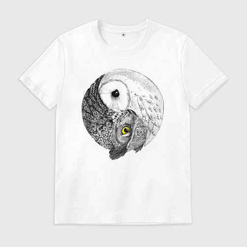 Мужская футболка Инь Янь по совиному / Белый – фото 1
