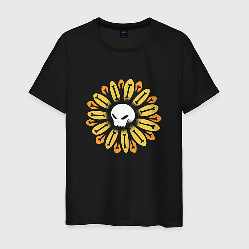 Мужская футболка Череп Подсолнух Sunflower Skull / Черный – фото 1