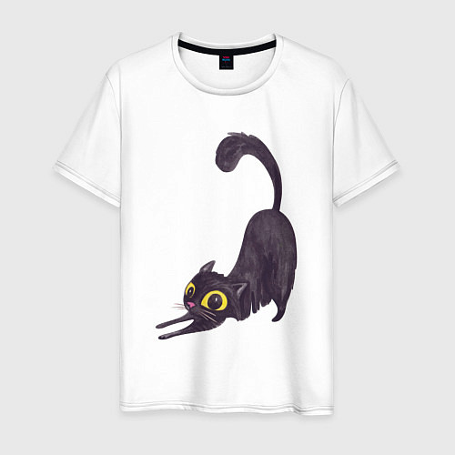 Мужская футболка Черная кошечка / Белый – фото 1