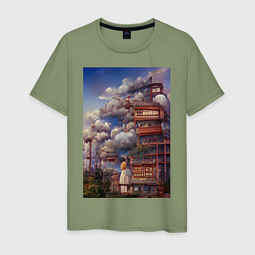 Мужская футболка Деревушка в Японии / Авокадо – фото 1
