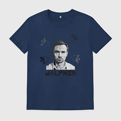 Футболка хлопковая мужская Дельфин пиксель, цвет: тёмно-синий