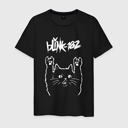 Мужская футболка Blink 182 Рок кот / Черный – фото 1