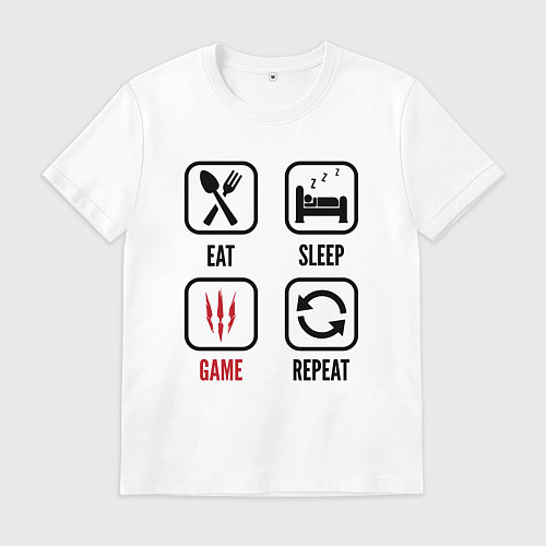 Мужская футболка Eat Sleep The Witcher Repeat / Белый – фото 1