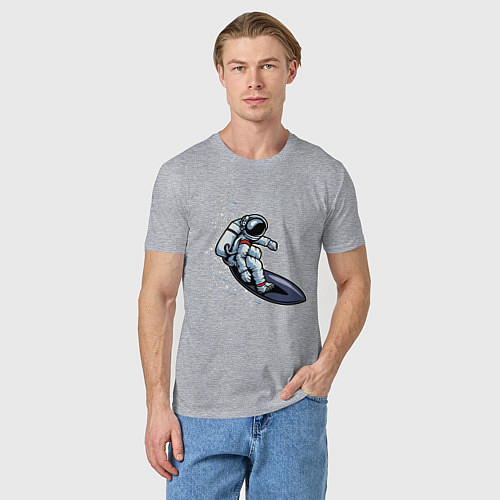 Мужская футболка Космонавт на серфинге / Меланж – фото 3