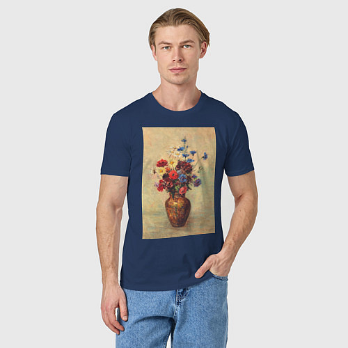 Мужская футболка Flowers in a Vase Букет цветов / Тёмно-синий – фото 3