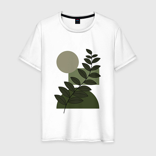 Мужская футболка Листья и Геометрия / Белый – фото 1