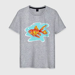 Футболка хлопковая мужская Золотая рыбка Подводный мир, цвет: меланж