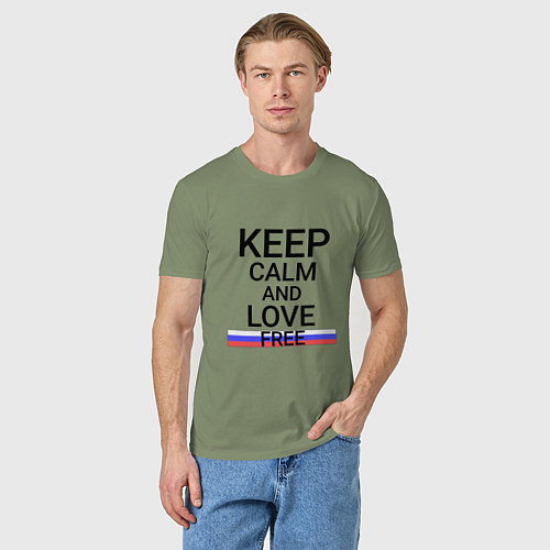 Мужская футболка Keep calm Free Свободный / Авокадо – фото 3