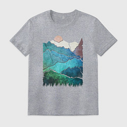 Мужская футболка Большие горы и маленький медведь