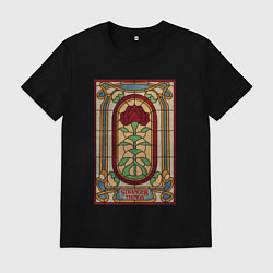 Футболка хлопковая мужская STAINED GLASS ОЧЕНЬ СТРАННЫЕ ДЕЛА, цвет: черный