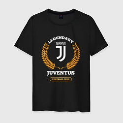 Футболка хлопковая мужская Лого Juventus и надпись Legendary Football Club, цвет: черный