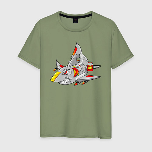 Мужская футболка Акула кибер - самолет / Авокадо – фото 1