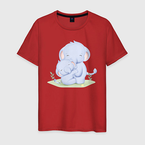 Мужская футболка Милые Слонята / Красный – фото 1