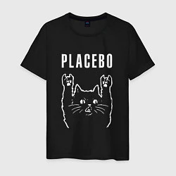 Футболка хлопковая мужская PLACEBO РОК КОТ, цвет: черный