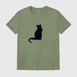 Футболка хлопковая мужская Black kitten, цвет: авокадо