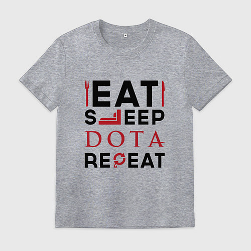 Мужская футболка Надпись: Eat Sleep Dota Repeat / Меланж – фото 1
