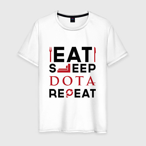 Мужская футболка Надпись: Eat Sleep Dota Repeat / Белый – фото 1