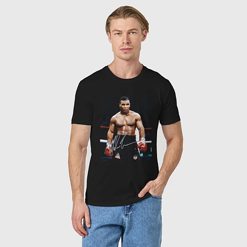 Мужская футболка Майк Тайсон Фото с авторгафом Mike Tyson / Черный – фото 3
