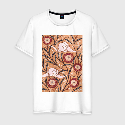 Мужская футболка Samarkande Art Nouveau Flower Pattern Цветочный ор / Белый – фото 1