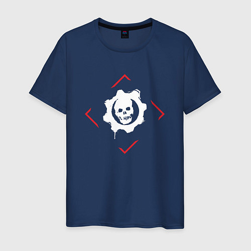 Мужская футболка Символ Gears of War в красном ромбе / Тёмно-синий – фото 1
