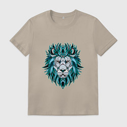 Футболка хлопковая мужская Голубой лев, цвет: миндальный