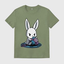 Мужская футболка Зайчонок обнял клубки The bunny hugged the balls