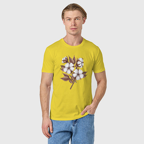 Мужская футболка Цветы хлопка в букете / Желтый – фото 3